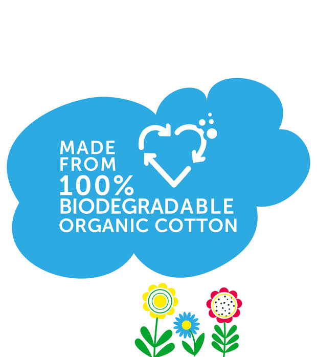 RAWGANIC Biodegradable Organic Cotton Baby Wipes (large pack with 50 wipes)